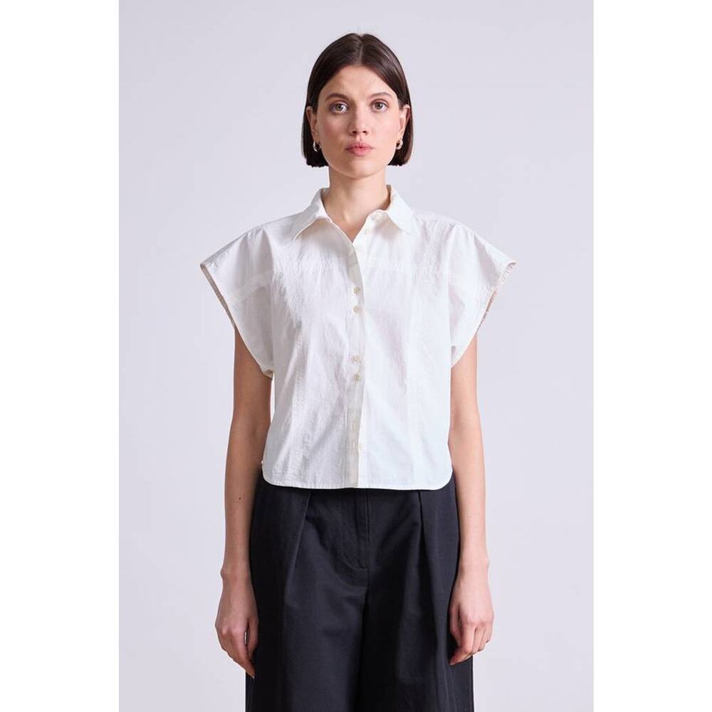 Apiece Apart Toni Collared Tank Top in Cream 4